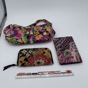 Vera Bradley Lot Of 3 Shoulder bag, Kindle Case, And Wallet